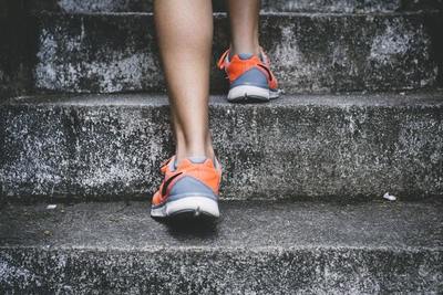running up stairs